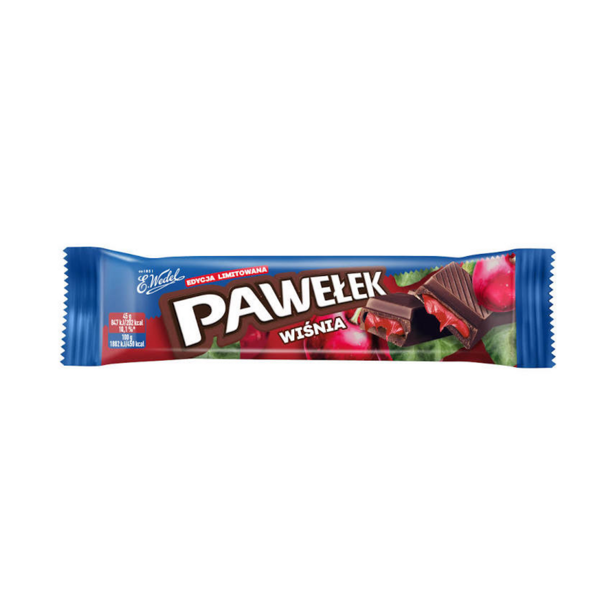 E.WEDEL Pawelek Dark Chocolate Bar with Cherry Filling, 45g