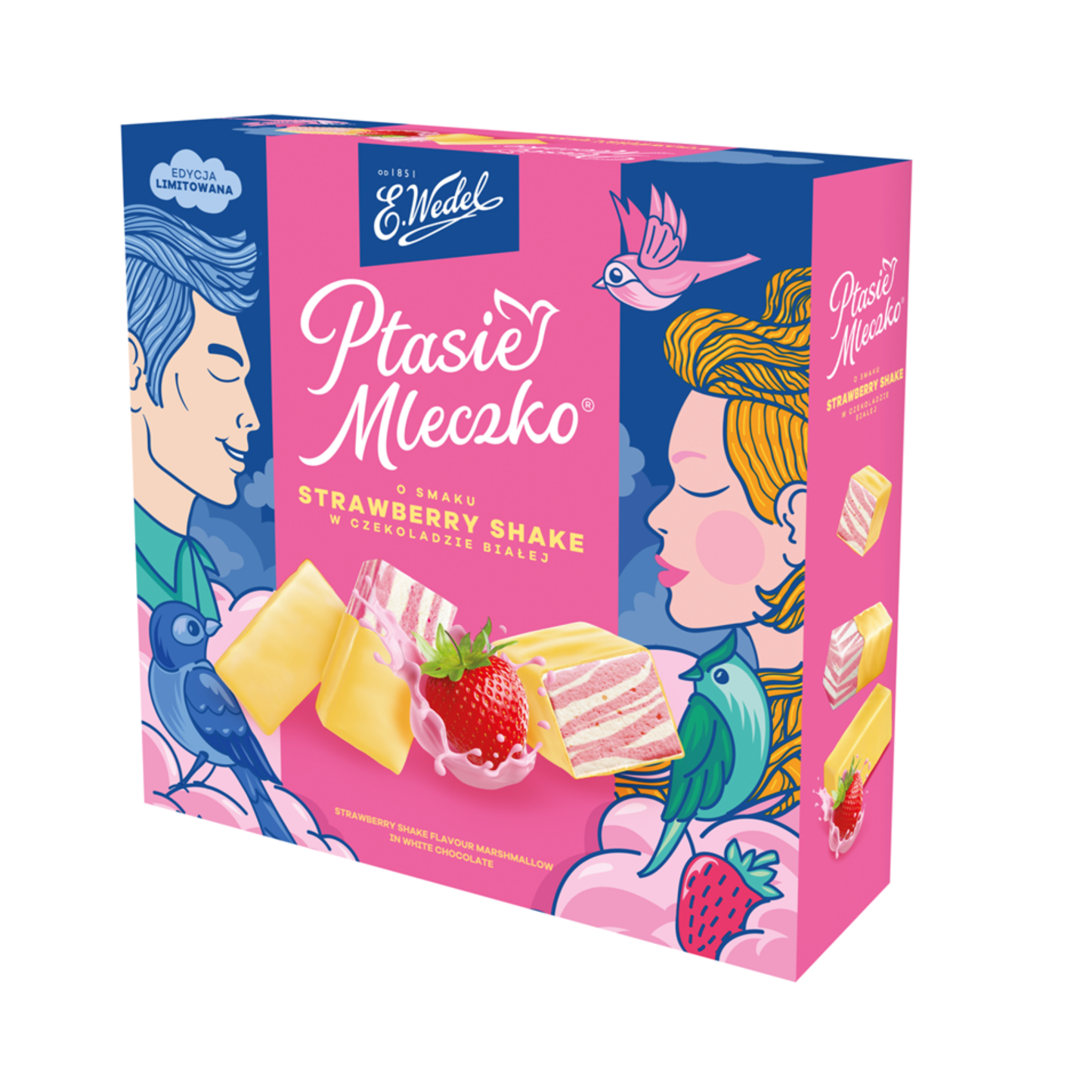 E.WEDEL Ptasie Mleczko Strawberry Shake in White Chocolate, 340g