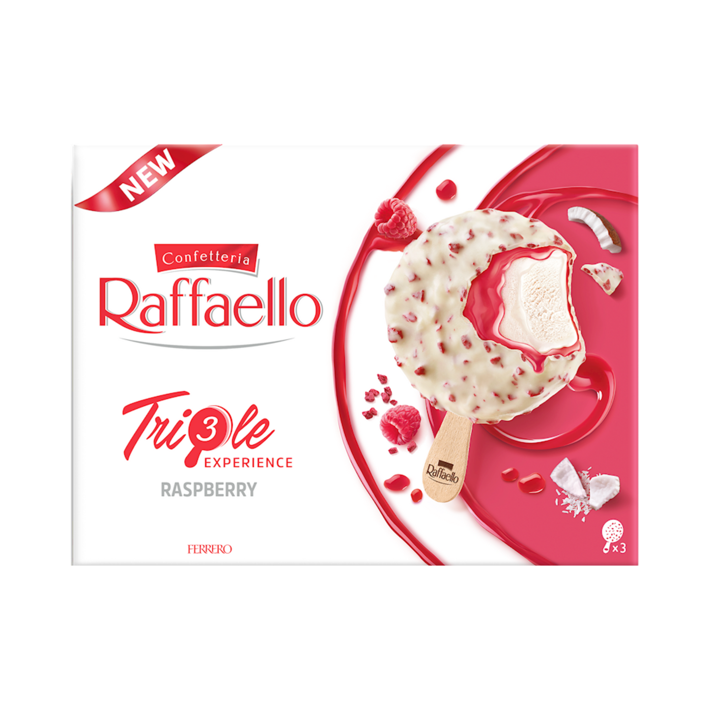 FERRERO Raffaello Triple Experience Raspberry Ice Cream, 3x180ml