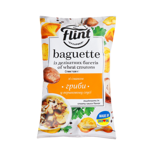 FLINT Baguette Bread Snacks with Creamy Sauce and Mushrooms Flavor, 60g