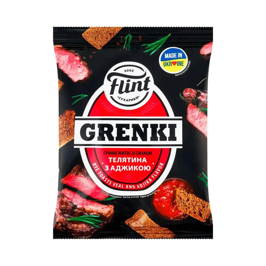 FLINT Dry Bread Rye with Veal and Adjika Flavor, 110g