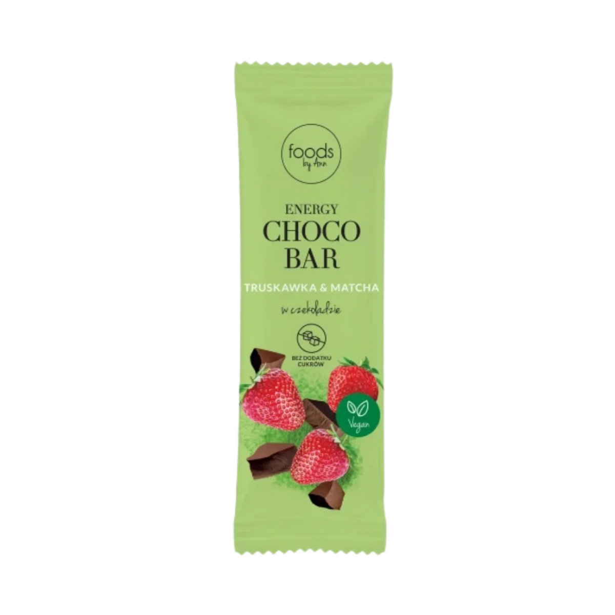 FOODS BY ANN Energy Date Bar with Strawberry and Matcha in Chocolate, 35g