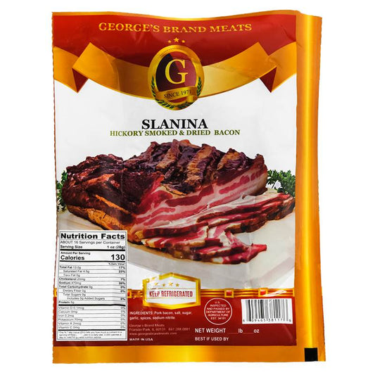 GEORGES BRAND MEATS Hickory Smoked and Dried Bacon (Suva Slanina), ~400g
