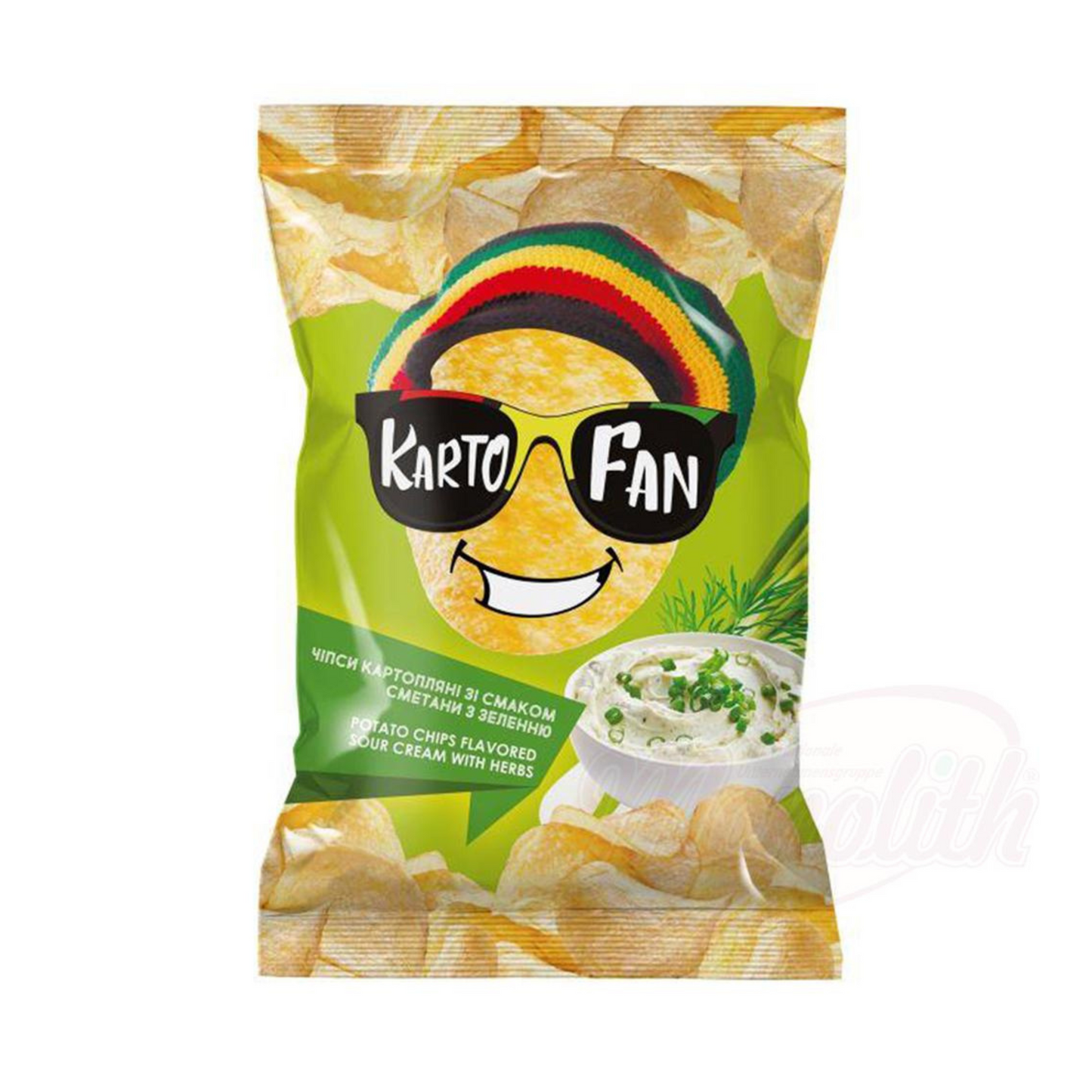 KARTOFAN Potato Chips with Sour Cream & Herbs Flavor, 70g
