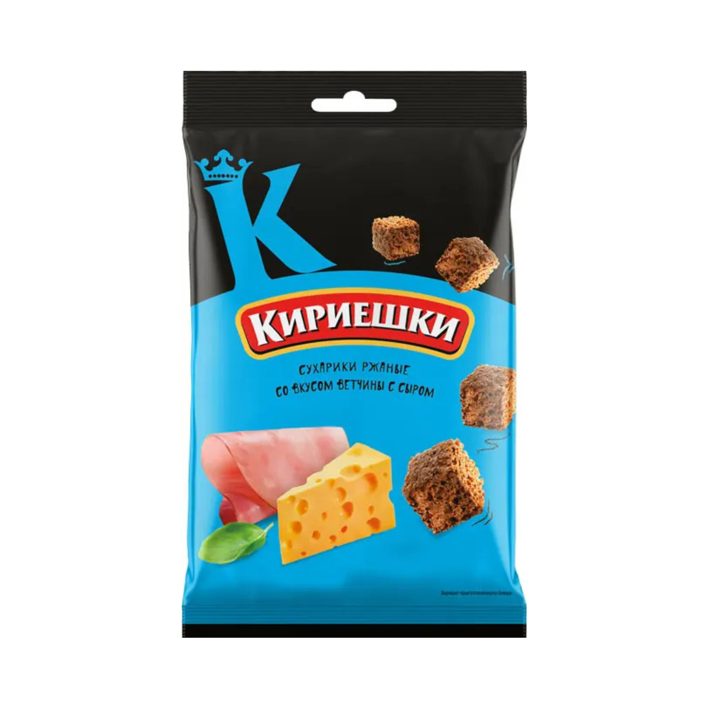KIRIESHKI Rye Bread Snacks with Ham & Cheese Flavor, 100g