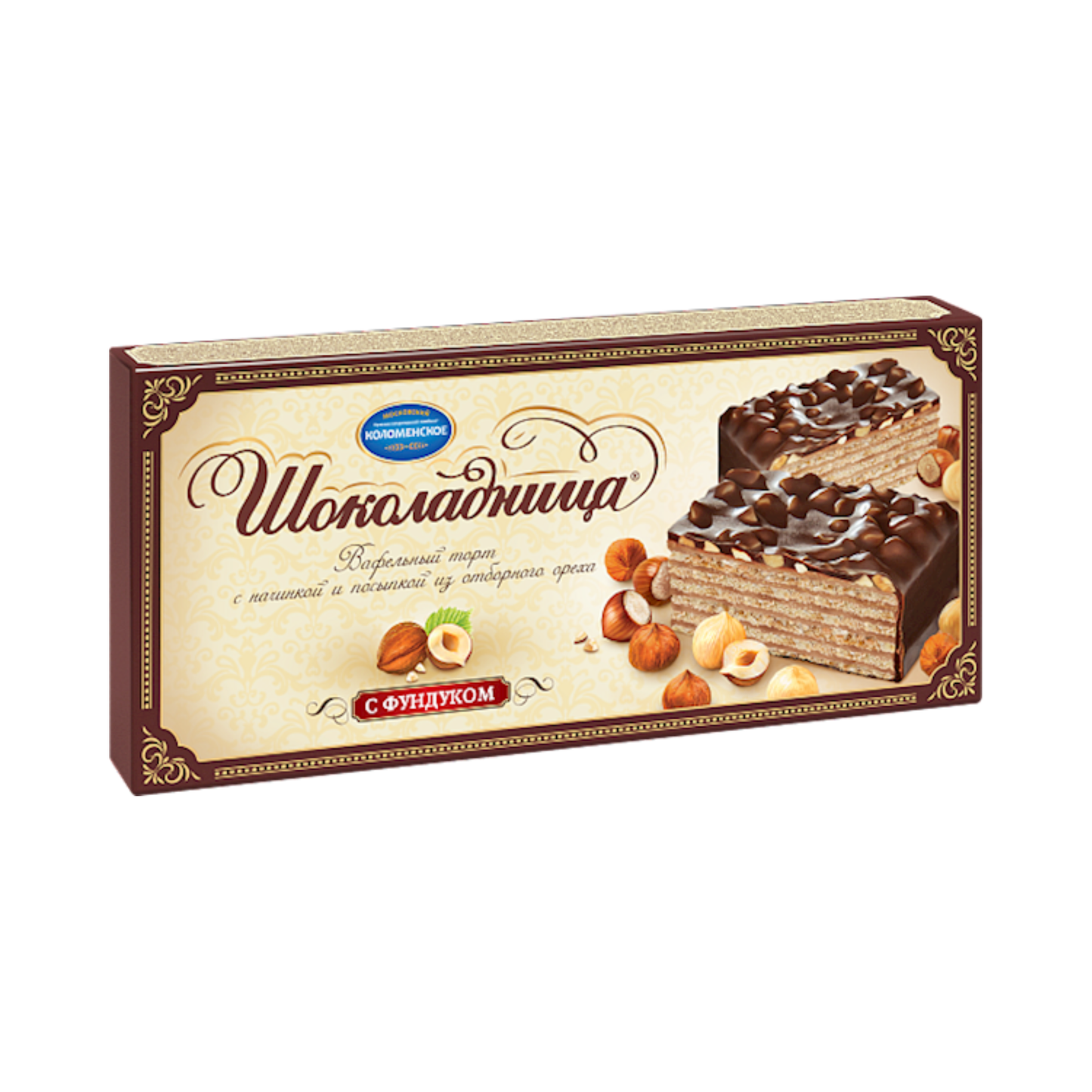 KOLOMENSKOE Wafer Cake Shokoladnitsa with Hazelnuts Glazed, 230g