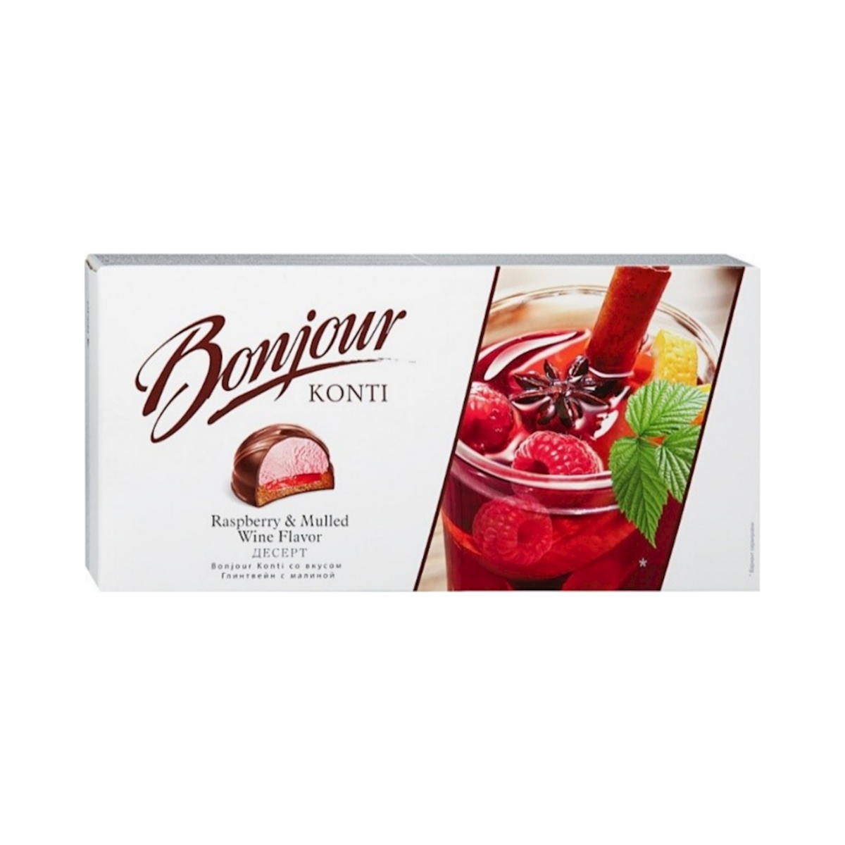 KONTI Bonjour Dessert with Raspberry and Mulled Wine Flavor, 232g