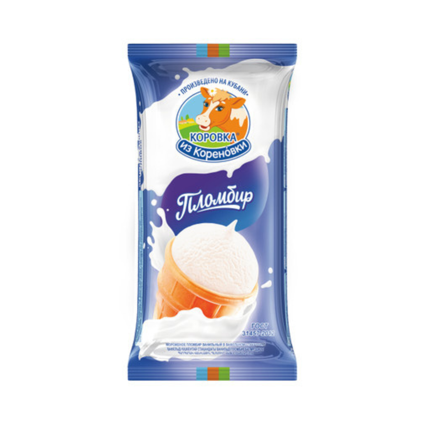 KOROVKA IZ KORENOVKI Vanilla Plombir in a Wafer Cup Ice Cream, 100g