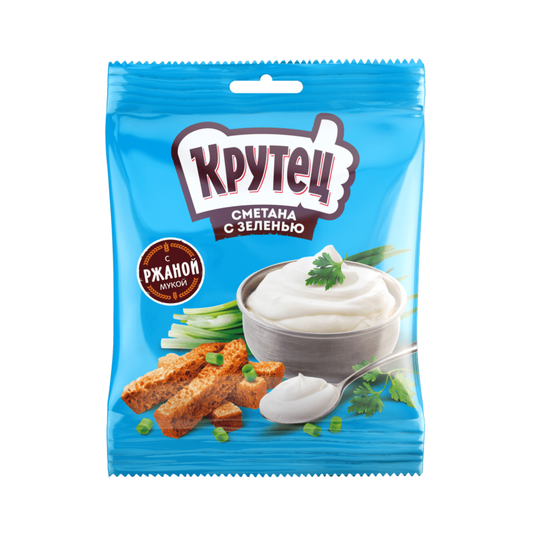 KRUTETS Bread Snacks with Sour Cream and Herbs Flavor, 80g