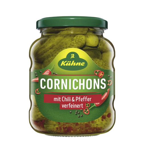 KUHNE Cornichons with Chili Pepper 370ml