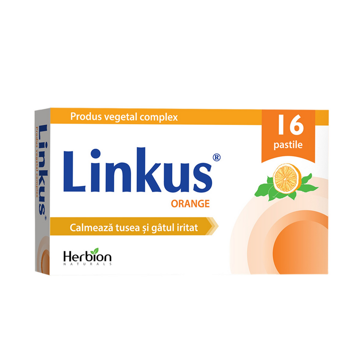 LINKUS Orange Cough Drops, 16 pastile