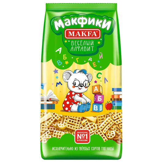 MAKFA "Alphabet" Kids Wheat Pasta (Cyrillic alphabet), 300g