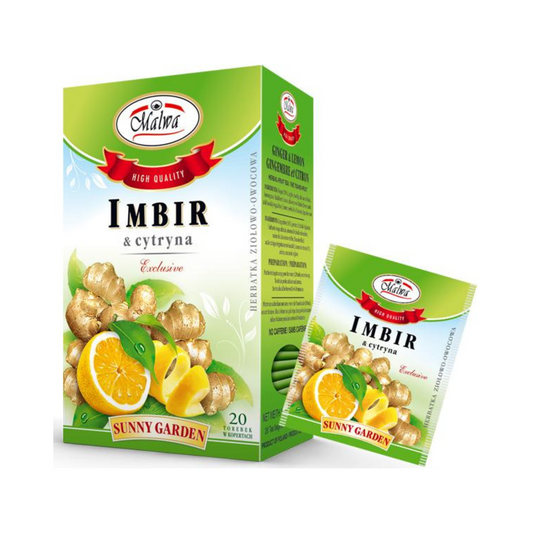 MALWA Ginger Lemon Herbal Tea, 20 bags