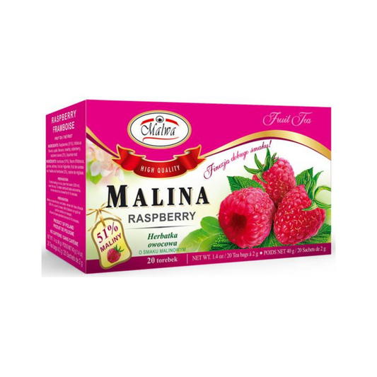 MALWA Raspberry Herbal Tea, 20 bags