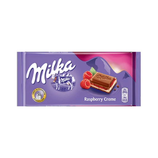 MILKA Milk Chocolate Bar with Raspberry Cream, 100g