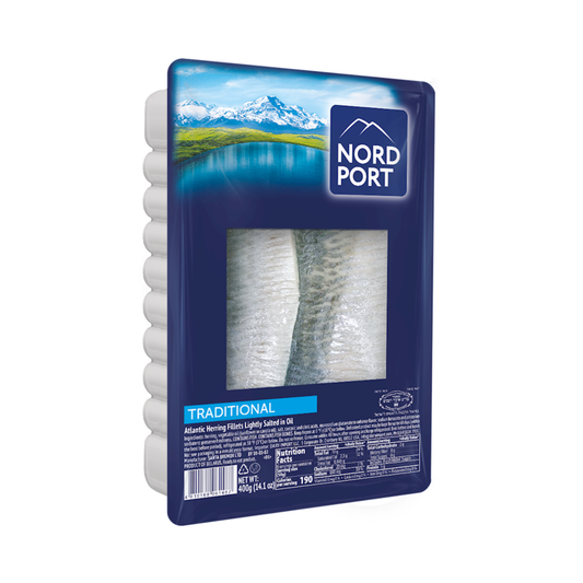NORD PORT Lightly Salted Atlantic Herring Fillets Traditional, 400g