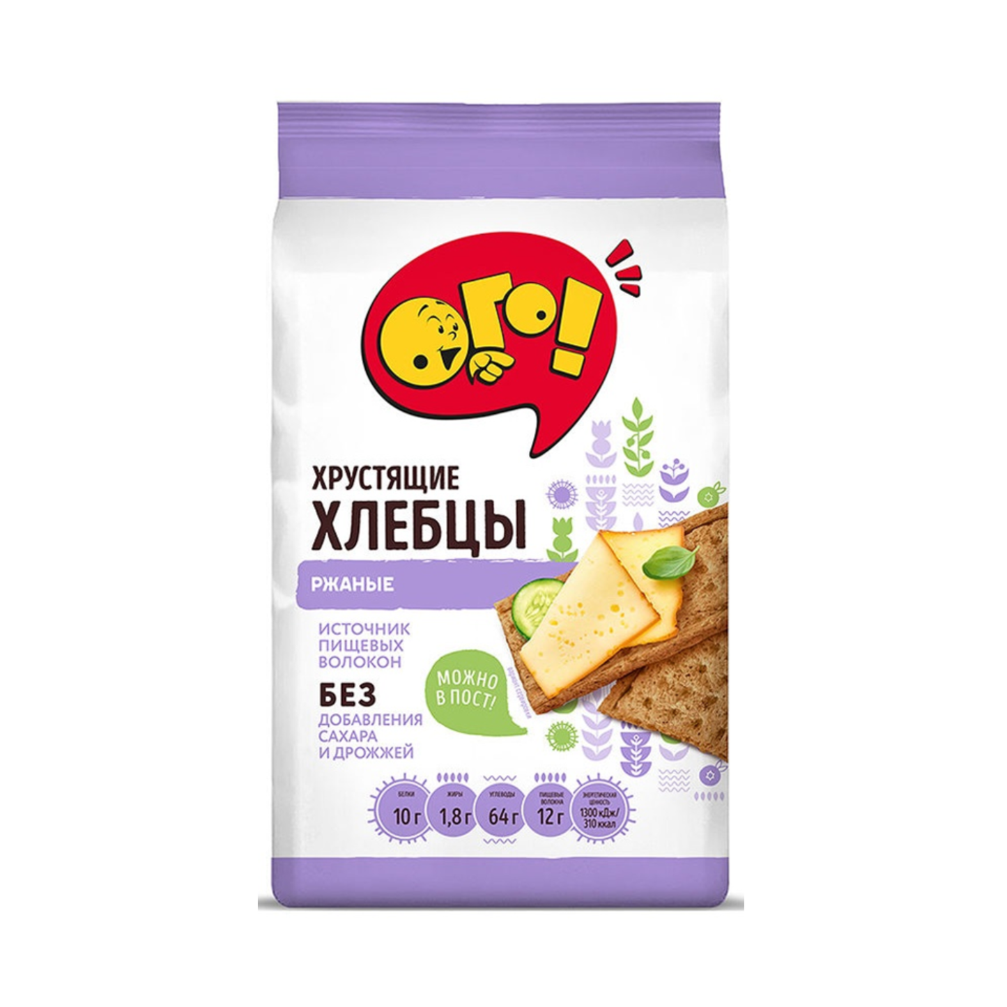 OGO Crunchy Bread Rye, 75g
