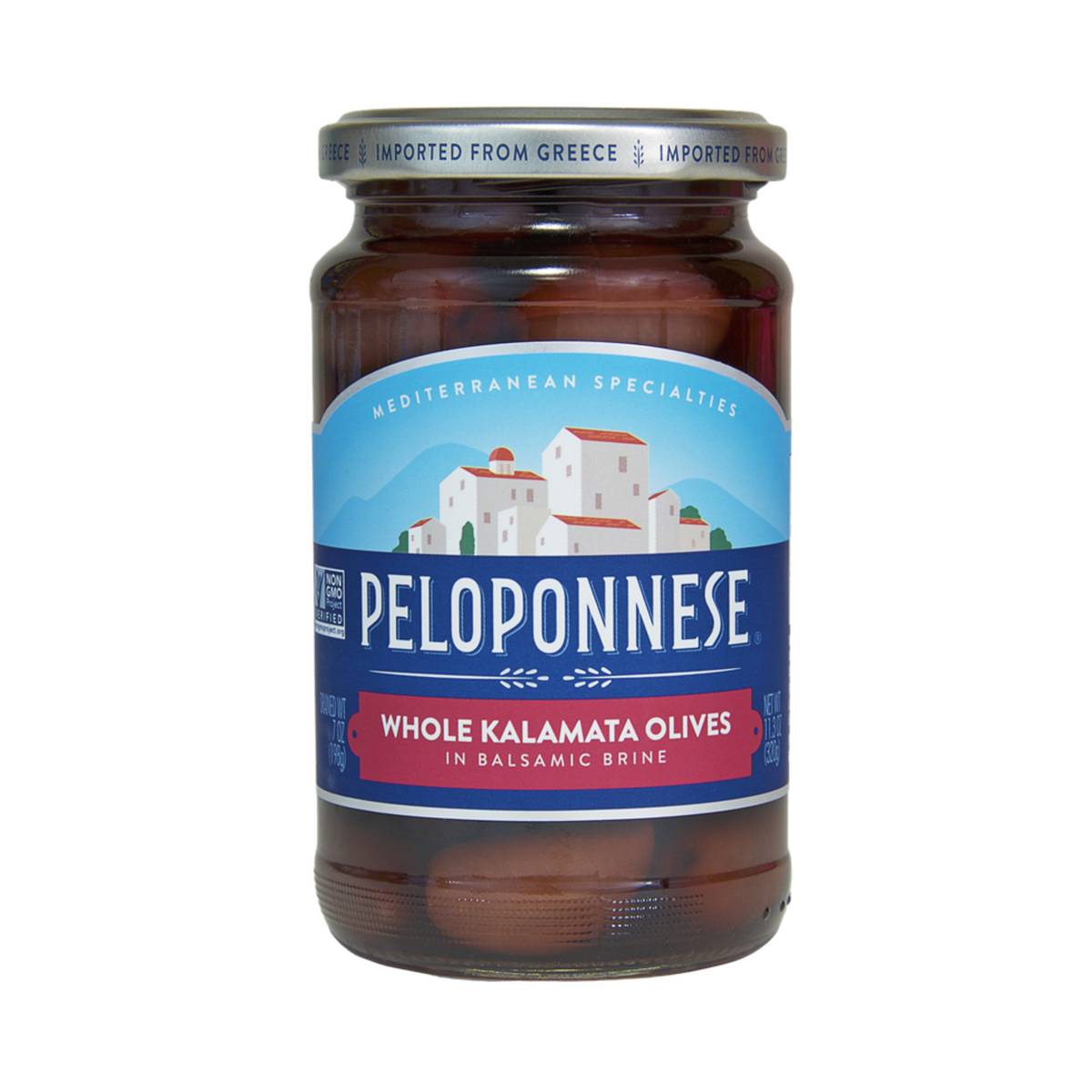 PELOPONNESE Olives Kalamata Whole in Balsamic Brine, 198g