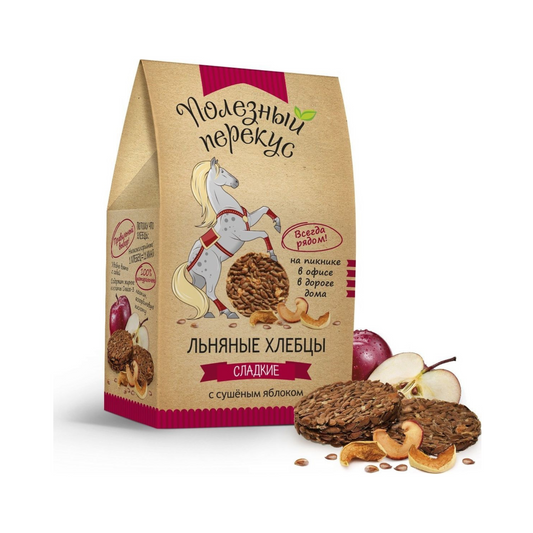 POLEZNIY PEREKUS Flaxseed Crispy Bread with Apple, 100g