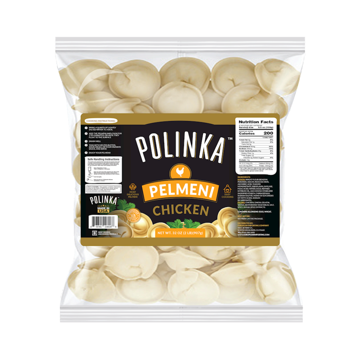 POLINKA Chicken Pelmeni (Dumplings) Frozen, 907g