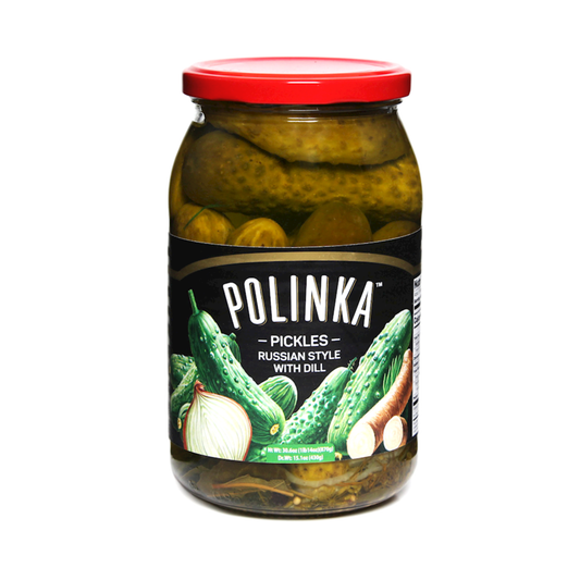 POLINKA Pickled Cucumbers Russian Style with Dill, 900g