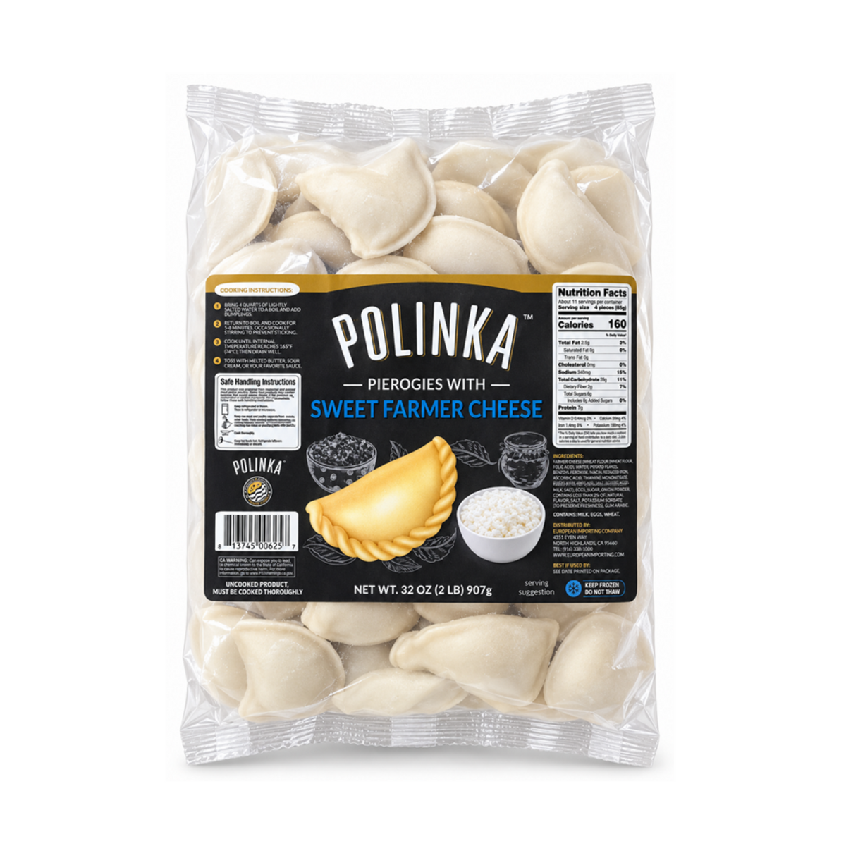 POLINKA Vareniki with Sweet Farmer Cheese Frozen, 907g