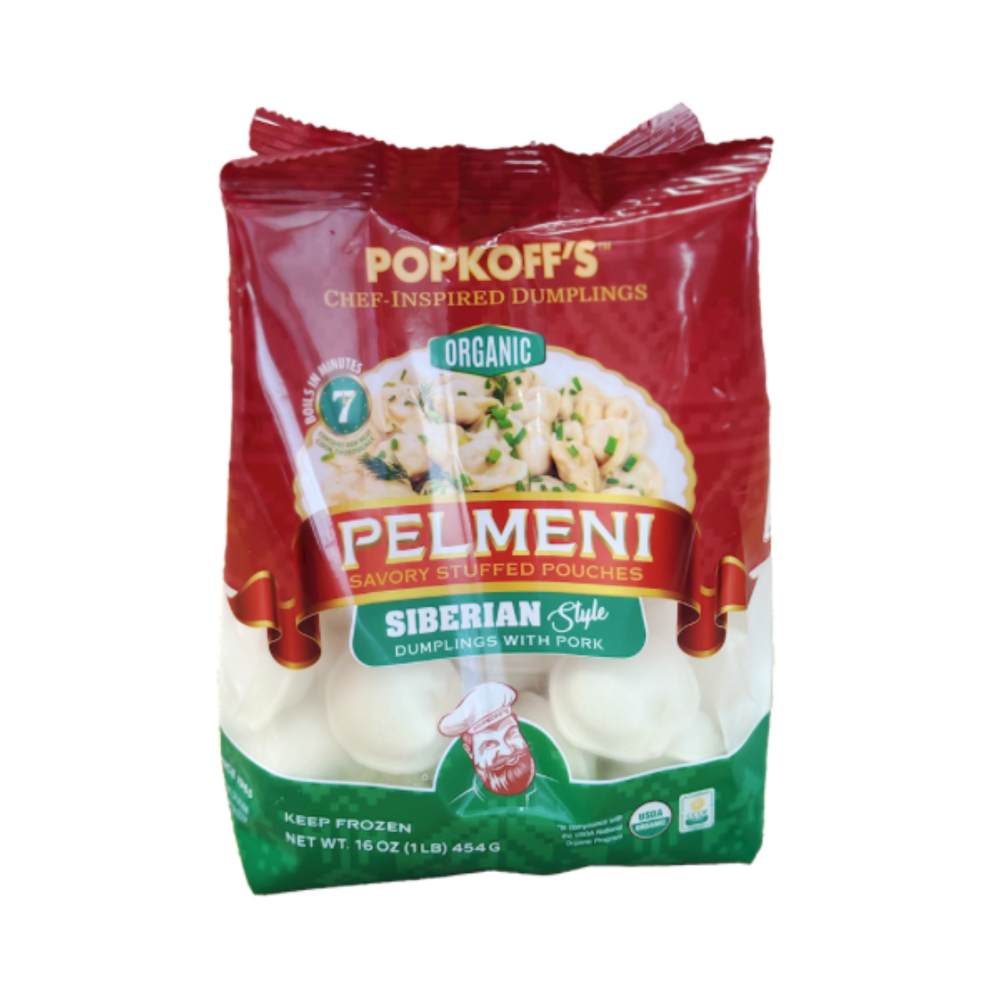 POPKOFF'S Frozen Organic Siberian Pelmeni, 454g