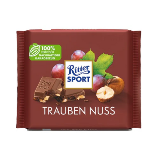 RITTER SPORT Milk Chocolate Raisins Hazelnuts 100g