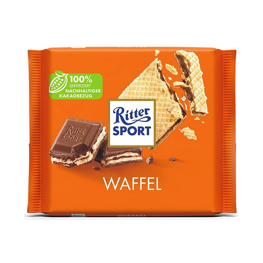 RITTER SPORT Milk Chocolate Wafers, 100g