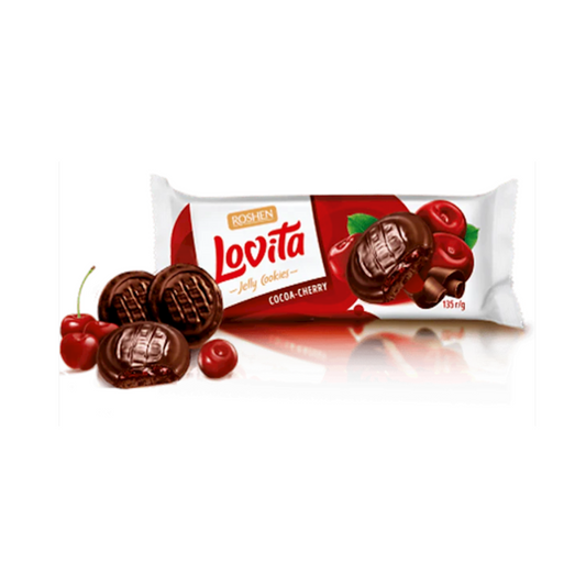 ROSHEN Cookies (Choco Glazed) Lovita with Cherry Jelly 135g
