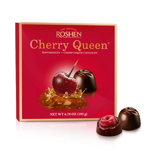 ROSHEN Dark Chocolate-Covered Cherry Queen in Liquor Candy Gift Box, 108g