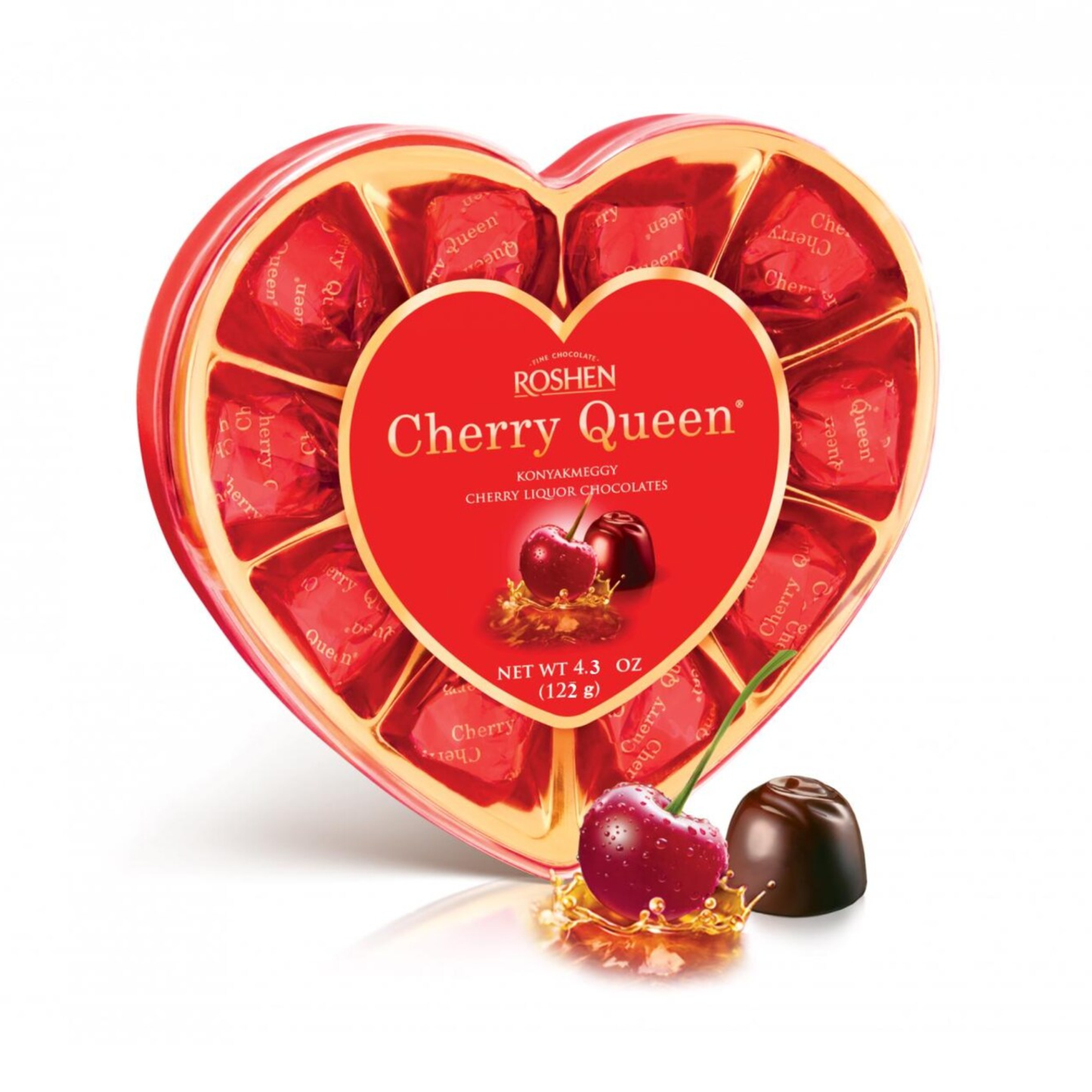 ROSHEN Dark Chocolate-Covered Cherry in Liquor Candy Gift Box, 122g