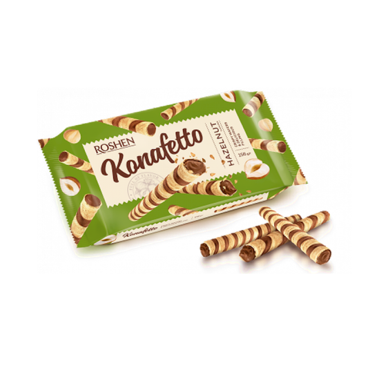 ROSHEN  Konafetto Wafer Rolls with Hazelnut, 140g