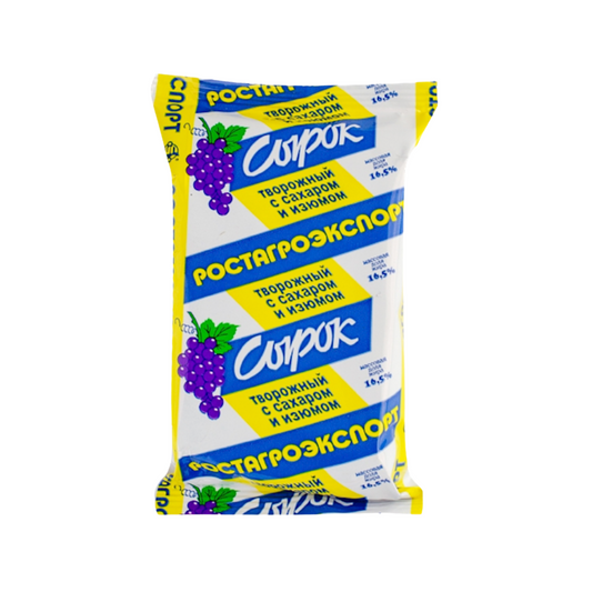 ROSTAGROEXPORT Farmer Cheese Dessert with Raisin (Syrok), 90g