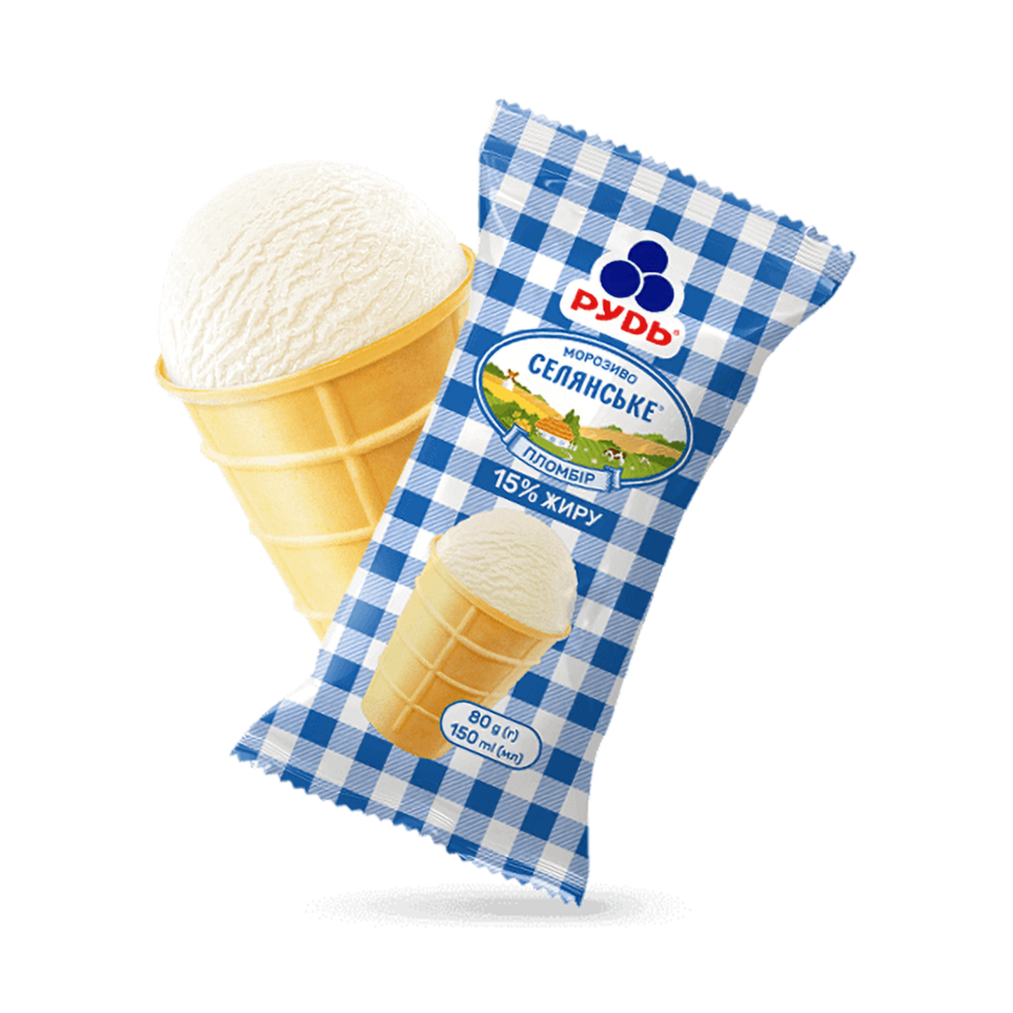 RUD Selyanske Plombir Ice Cream Wafer Cup, 80g
