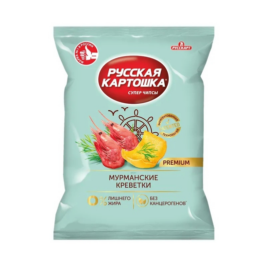 RUSSKAYA KARTOSHKA Potato Chips Shrimp Flavor, 75g
