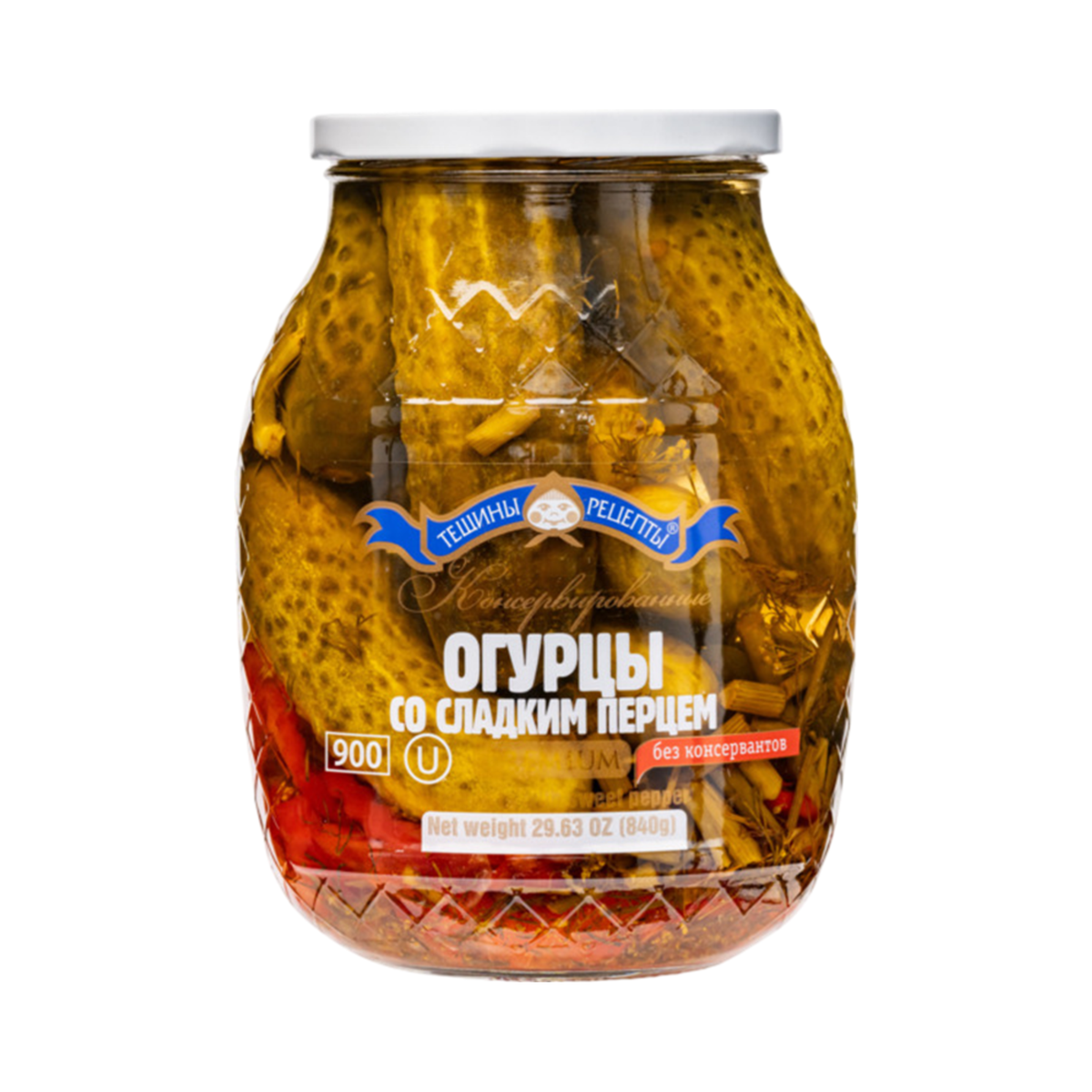 TESCHINI RECEPTI Cucumber Marinated with Sweet Pepper Kosher, 840ml