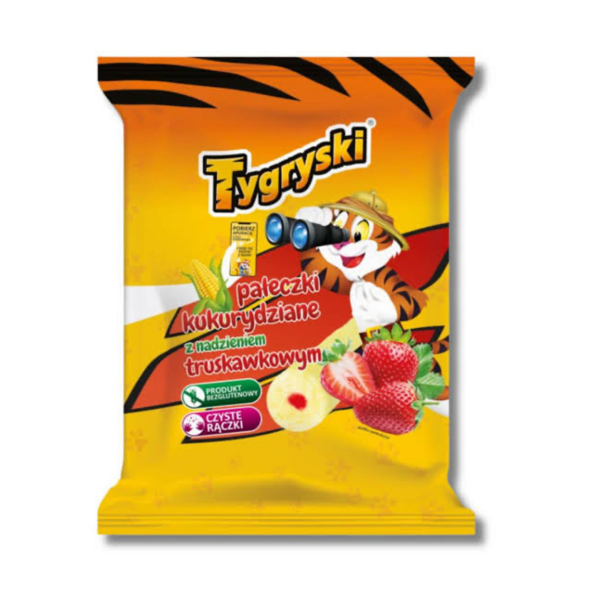 TYGRYSKI Sweet Corn Puffs with Strawberry Filling, 60g