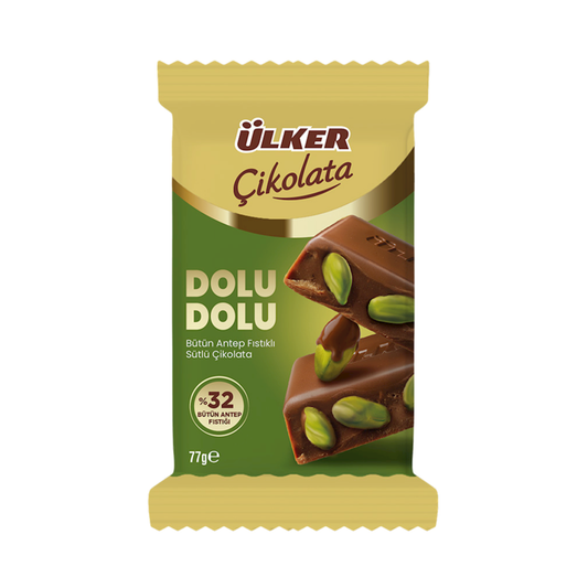 ULKER Dolu Dolu Milk Chocolate with Pistachio, 77g