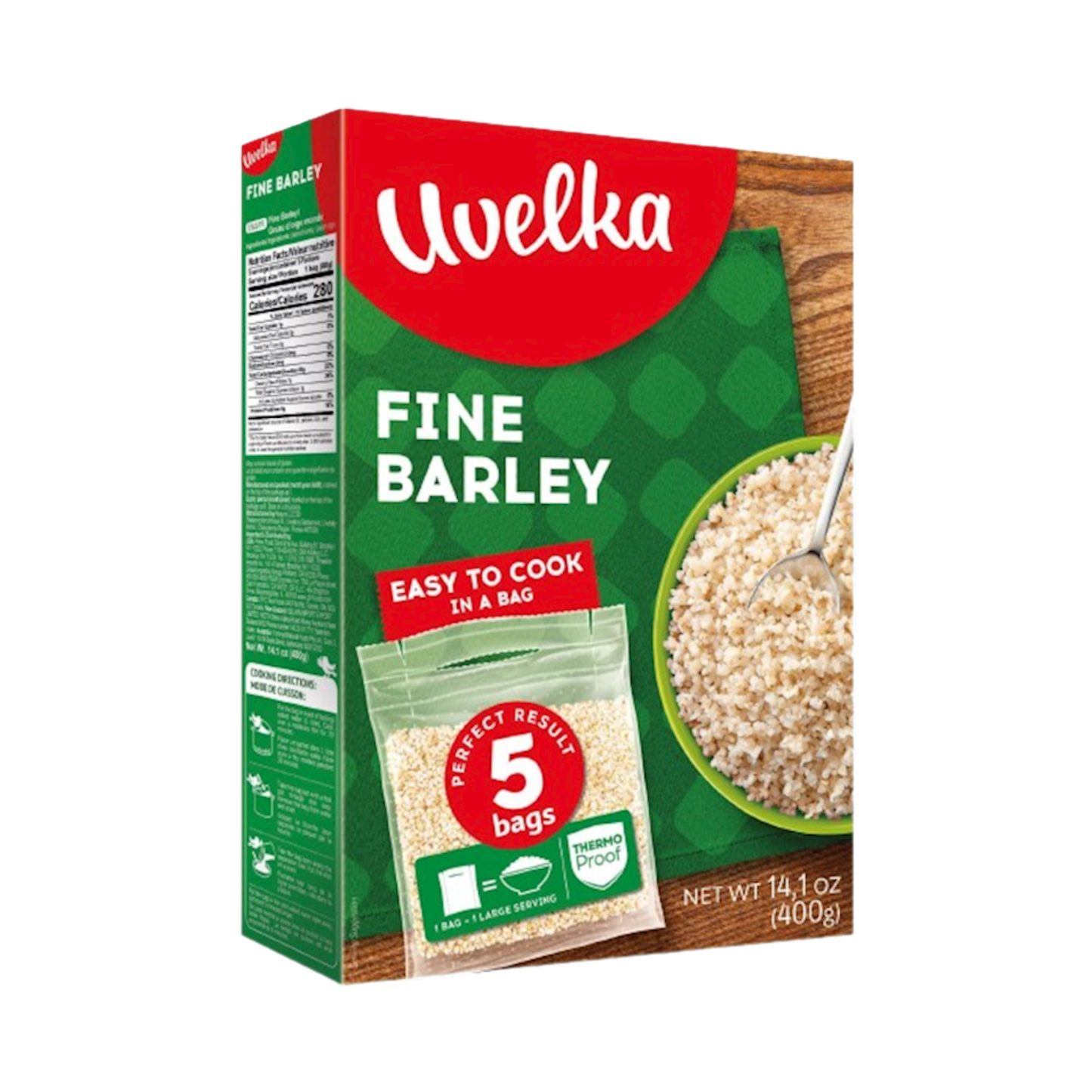 UVELKA Barley Groats (Yachnevaya) boil-in-bag, 5x80g