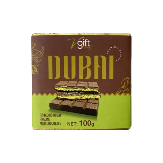 V-GIFT Pistachio Praline DUBAI Milk Chocolate Bar, 100g