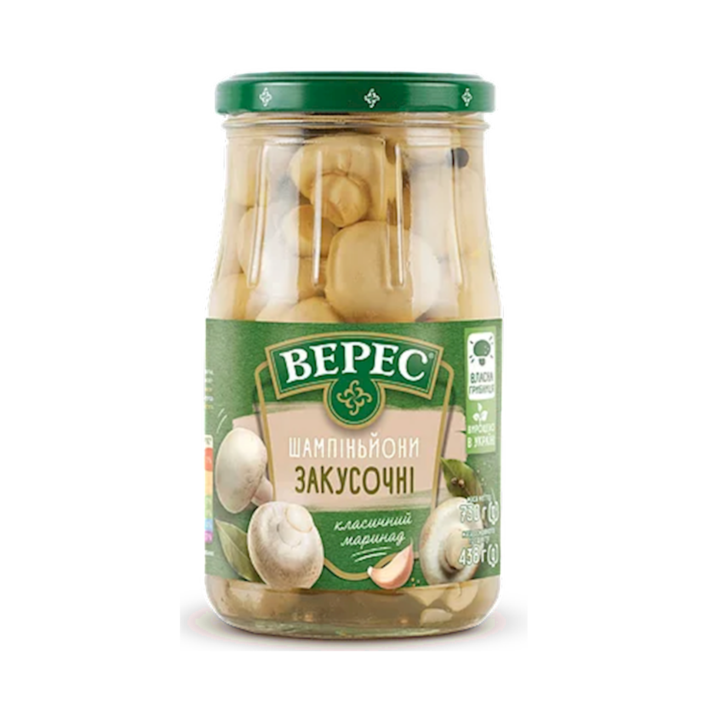 VERES Champignon Mushrooms Marinated "Zakusochni", 730ml