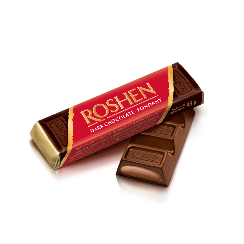 ROSHEN Батончик тёмный шоколад с начинкой, 43г 