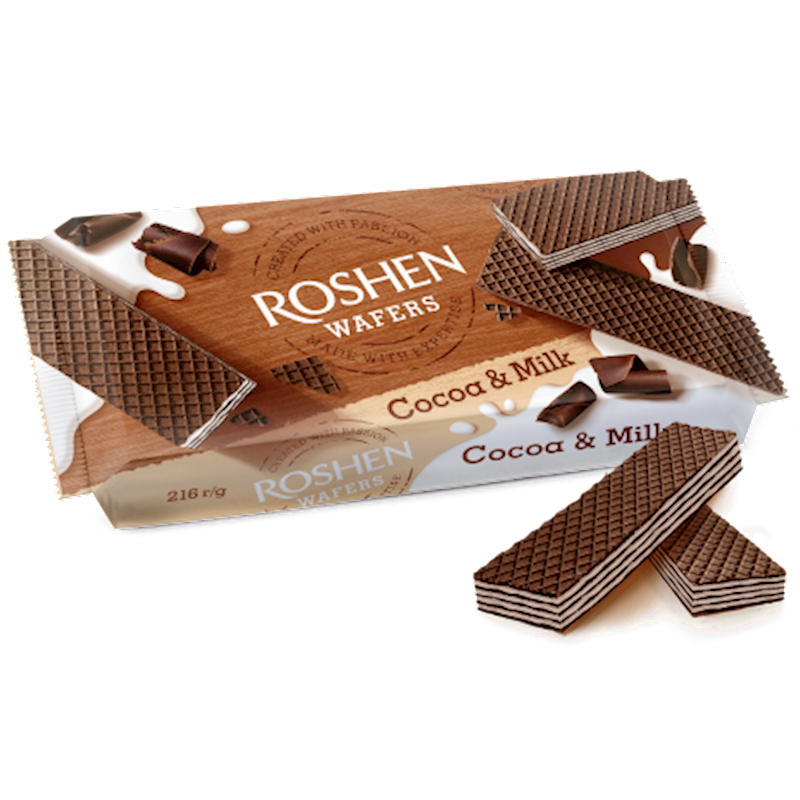 ROSHEN Вафли Какао с молоком, 216г